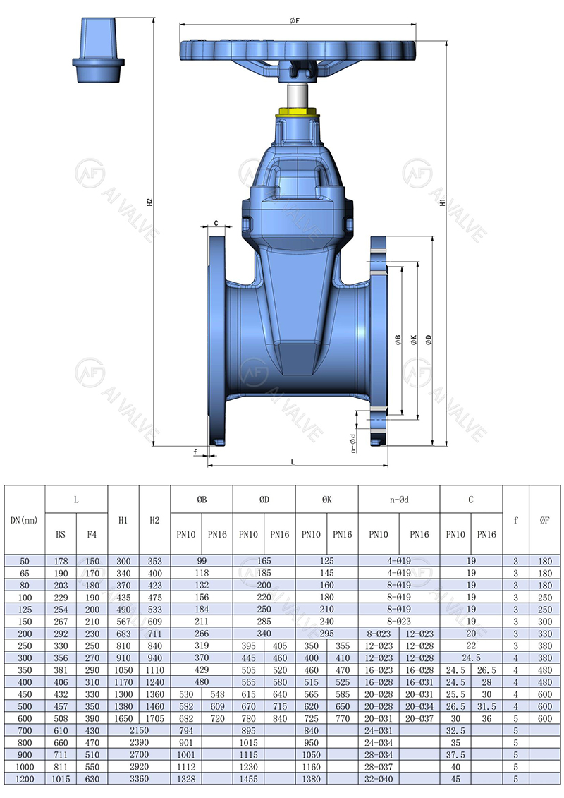 Brass Nut Resilient Seated Gate Valve